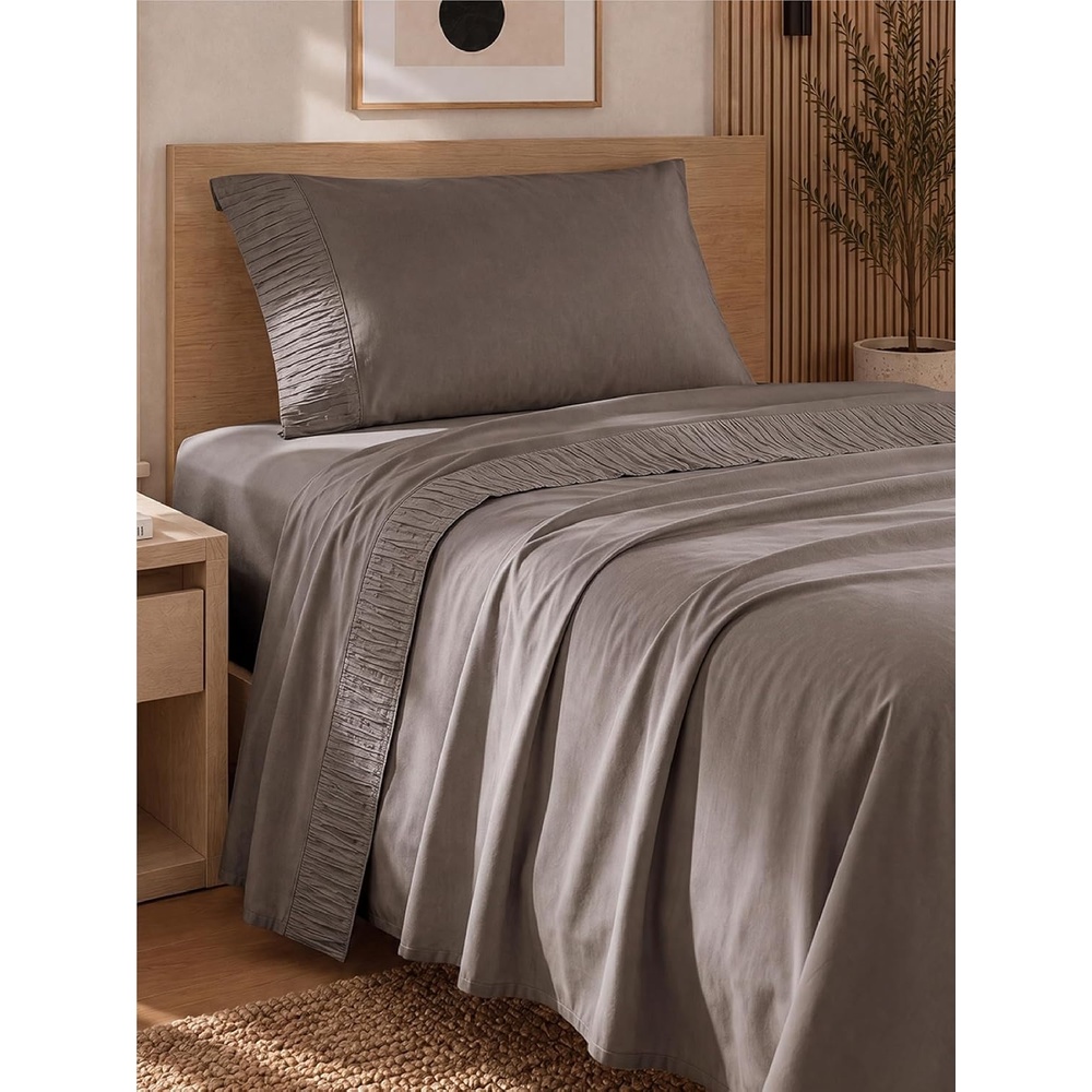 image:imageBedsure Twin XL Sheets Dorm Bedding 3 Pieces Soft Extra Long Twin Sheets Breathable Cooling Oeko Tex Deep Pocket Easy Care Resistant Sturdiness Lightweight College Dorm Bedding for Students07 Taupe Gray