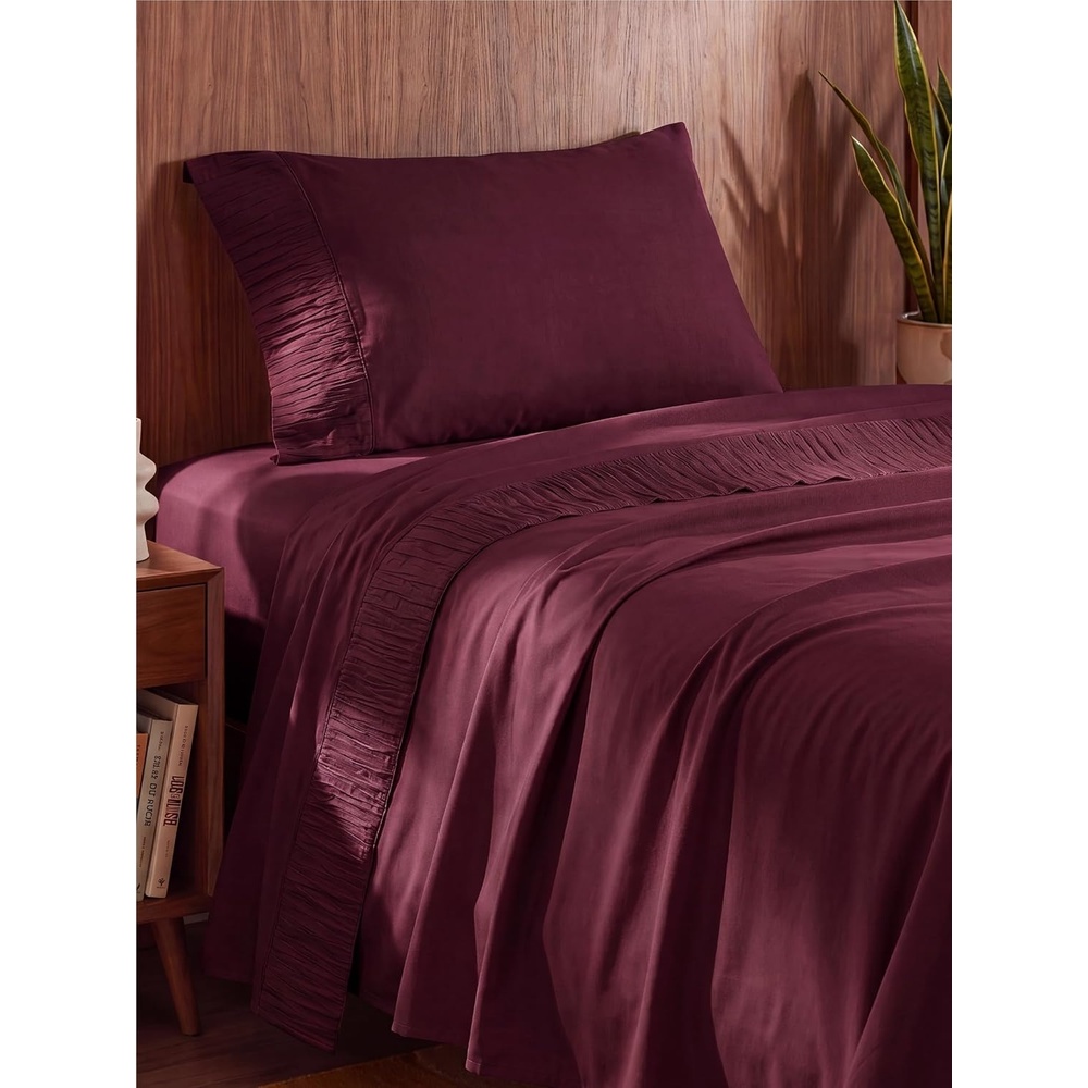 image:imageBedsure Twin XL Sheets Dorm Bedding 3 Pieces Soft Extra Long Twin Sheets Breathable Cooling Oeko Tex Deep Pocket Easy Care Resistant Sturdiness Lightweight College Dorm Bedding for Students21 Red