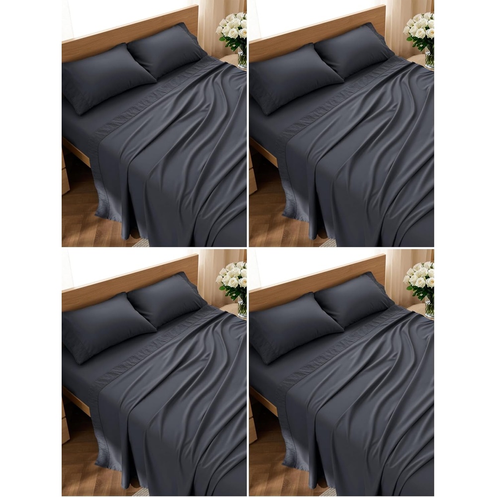 image:imageBedsure Twin XL Sheets Dorm Bedding 3 Pieces Soft Extra Long Twin Sheets Breathable Cooling Oeko Tex Deep Pocket Easy Care Resistant Sturdiness Lightweight College Dorm Bedding for StudentsGrey