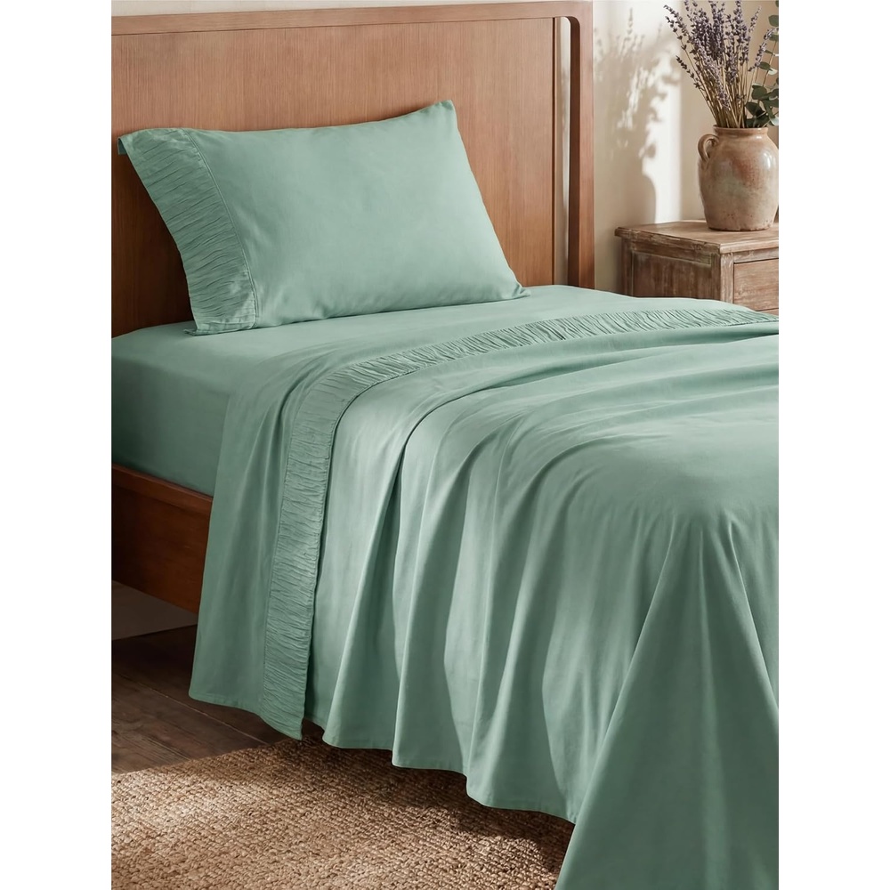 image:imageBedsure Twin XL Sheets Dorm Bedding 3 Pieces Soft Extra Long Twin Sheets Breathable Cooling Oeko Tex Deep Pocket Easy Care Resistant Sturdiness Lightweight College Dorm Bedding for Students11 Mint Green