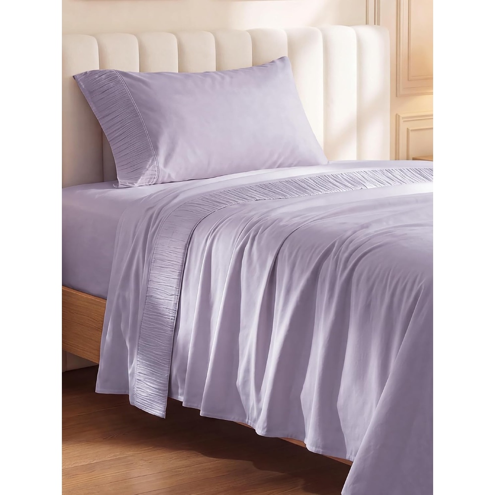 image:imageBedsure Twin XL Sheets Dorm Bedding 3 Pieces Soft Extra Long Twin Sheets Breathable Cooling Oeko Tex Deep Pocket Easy Care Resistant Sturdiness Lightweight College Dorm Bedding for Students26 Lavender