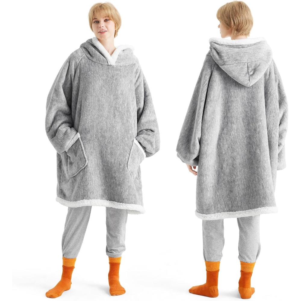 image:imageBedsure Wearable Blanket Sherpa Hoodie Gifts Sweatshirt Grey Standard Gifts for WomenMen Warm Soft Cozy Sherpa Fleece Machine Wash Birthday GiftsConcrete Grey