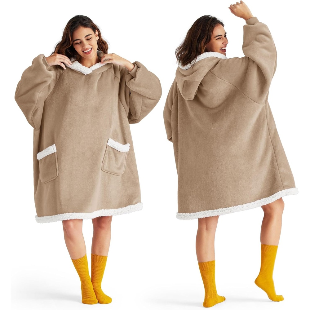 image:imageBedsure Wearable Blanket Sherpa Hoodie Gifts Sweatshirt Grey Standard Gifts for WomenMen Warm Soft Cozy Sherpa Fleece Machine Wash Birthday GiftsGold Brown