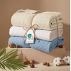 Bedsure 100% Cotton Muslin Blanket Twin XL for Bed – 4-Layer Breathable and Lightweight Soft Gauze Muslin Blankets for Adults, PureWoven Thin Summer Blanket for College Dorm, Linen Beige, 66×90 Inches(07 – Blue)