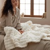Bedsure 3D Fleece Bubble Blankets for Couch – Cute Pink Throw Blanket for Sofa Bedroom Decor – Luxury Soft Cozy Pink Birthday Gifts for Women Girls, Lightweight, Light Pink, 50″×60″(01 Off White)