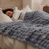 Bedsure 3D Fleece Bubble Blankets for Couch – Cute Pink Throw Blanket for Sofa Bedroom Decor – Luxury Soft Cozy Pink Birthday Gifts for Women Girls, Lightweight, Light Pink, 50″×60″(07 Grey)