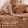 Bedsure Deep Pocket Queen Sheets, 6 Piece, Prewashed Ultra-Soft, 18-inch | Extra Deep Pocket, Breathable, Secure Fit, Hotel Luxury Bedding, Dual Side Pockets, Fade Resistant, For Air Mattress(Orange)