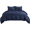 Bedsure Duvet Cover Twin/Twin XL Size – Soft Double Brushed Bedding Set for Kids & Adults, Zipper Closure, 2 Pieces, Includes 1 Duvet Cover (68″x90″) & 1 Pillow Sham, NO Comforter, White(00 – Navy Blue)