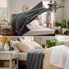 Bedsure GentleSoft 100% Cotton Blanket Twin XL Size for Bed – Cooling Breathable and Lightweight, Soft Cozy Textured Herringbone Woven Summer Blanket for College Dorm, Linen Beige, 66×90 inches(04 – Dark Grey)