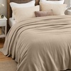 Bedsure GentleSoft 100% Cotton Blanket Twin XL Size for Bed – Cooling Breathable and Lightweight, Soft Cozy Textured Herringbone Woven Summer Blanket for College Dorm, Linen Beige, 66×90 inches(01 – Khaki)