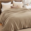 Bedsure GentleSoft 100% Cotton Blanket Twin XL Size for Bed – Cooling Breathable and Lightweight, Soft Cozy Textured Herringbone Woven Summer Blanket for College Dorm, Linen Beige, 66×90 inches(01 – Light Brown)