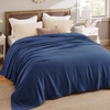 Bedsure GentleSoft 100% Cotton Blanket Twin XL Size for Bed – Cooling Breathable and Lightweight, Soft Cozy Textured Herringbone Woven Summer Blanket for College Dorm, Linen Beige, 66×90 inches(07 – Navy Blue)