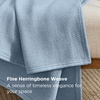 Bedsure GentleSoft 100% Cotton Blanket Twin XL Size for Bed – Cooling Breathable and Lightweight, Soft Cozy Textured Herringbone Woven Summer Blanket for College Dorm, Linen Beige, 66×90 inches(07 – Light Blue)