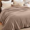 Bedsure GentleSoft 100% Cotton Blanket Twin XL Size for Bed – Cooling Breathable and Lightweight, Soft Cozy Textured Herringbone Woven Summer Blanket for College Dorm, Linen Beige, 66×90 inches(01 – Coffee Brown)