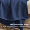 Bedsure GentleSoft 100% Cotton Blanket Twin XL Size for Bed – Cooling Breathable and Lightweight, Soft Cozy Textured Herringbone Woven Summer Blanket for College Dorm, Linen Beige, 66×90 inches(07 – Navy Blue)