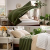 Bedsure GentleSoft 100% Cotton Blanket Twin XL Size for Bed – Cooling Breathable and Lightweight, Soft Cozy Textured Herringbone Woven Summer Blanket for College Dorm, Linen Beige, 66×90 inches(03 – Olive Green)