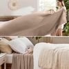 Bedsure GentleSoft 100% Cotton Blanket Twin XL Size for Bed – Cooling Breathable and Lightweight, Soft Cozy Textured Herringbone Woven Summer Blanket for College Dorm, Linen Beige, 66×90 inches(01 – Coffee Brown)