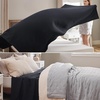 Bedsure GentleSoft 100% Cotton Blanket Twin XL Size for Bed – Cooling Breathable and Lightweight, Soft Cozy Textured Herringbone Woven Summer Blanket for College Dorm, Linen Beige, 66×90 inches(09 – Black)