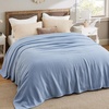 Bedsure GentleSoft 100% Cotton Blanket Twin XL Size for Bed – Cooling Breathable and Lightweight, Soft Cozy Textured Herringbone Woven Summer Blanket for College Dorm, Linen Beige, 66×90 inches(07 – Ashley Blue)
