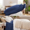 Bedsure GentleSoft 100% Cotton Blanket Twin XL Size for Bed – Cooling Breathable and Lightweight, Soft Cozy Textured Herringbone Woven Summer Blanket for College Dorm, Linen Beige, 66×90 inches(07 – Navy Blue)