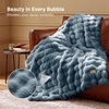 Bedsure GentleSoft Fluffy Fuzzy Tie-dye Dark Grey Throw Blanket for Men, Soft Cozy Fleece Faux Fur Blanket for Couch, Mens Room Decor Charcoal Gray Bed Cover, Thick Warm Plush Gifts(Greyish Blue)