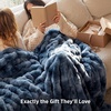 Bedsure GentleSoft Fluffy Fuzzy Tie-dye Dark Grey Throw Blanket for Men, Soft Cozy Fleece Faux Fur Blanket for Couch, Mens Room Decor Charcoal Gray Bed Cover, Thick Warm Plush Gifts(Tie-dye Blue)