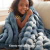 Bedsure GentleSoft Fluffy Fuzzy Tie-dye Dark Grey Throw Blanket for Men, Soft Cozy Fleece Faux Fur Blanket for Couch, Mens Room Decor Charcoal Gray Bed Cover, Thick Warm Plush Gifts(Greyish Blue)