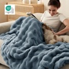 Bedsure GentleSoft Fluffy Fuzzy Tie-dye Dark Grey Throw Blanket for Men, Soft Cozy Fleece Faux Fur Blanket for Couch, Mens Room Decor Charcoal Gray Bed Cover, Thick Warm Plush Gifts(Greyish Blue)