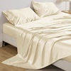 Bedsure Grey Satin Sheets Queen Size, Soft Silky Bedsheets for Hair & Skin | Similar to Silk Bed Sheets Set 4 Piece 360°Stronger 15 Inches Deep Pocket Fitted Sheet,1 Flat Sheet, 2 Satin Pillowcases(09 – Cream)