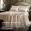 Bedsure Grey Satin Sheets Queen Size, Soft Silky Bedsheets for Hair & Skin | Similar to Silk Bed Sheets Set 4 Piece 360°Stronger 15 Inches Deep Pocket Fitted Sheet,1 Flat Sheet, 2 Satin Pillowcases(11 – Khaki)
