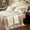Bedsure Grey Satin Sheets Queen Size, Soft Silky Bedsheets for Hair & Skin | Similar to Silk Bed Sheets Set 4 Piece 360°Stronger 15 Inches Deep Pocket Fitted Sheet,1 Flat Sheet, 2 Satin Pillowcases(05 – Champagne)
