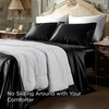 Bedsure Grey Satin Sheets Queen Size, Soft Silky Bedsheets for Hair & Skin | Similar to Silk Bed Sheets Set 4 Piece 360°Stronger 15 Inches Deep Pocket Fitted Sheet,1 Flat Sheet, 2 Satin Pillowcases(02 – Black)
