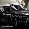 Bedsure Grey Satin Sheets Queen Size, Soft Silky Bedsheets for Hair & Skin | Similar to Silk Bed Sheets Set 4 Piece 360°Stronger 15 Inches Deep Pocket Fitted Sheet,1 Flat Sheet, 2 Satin Pillowcases(02 – Black)
