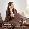 Bedsure Grey Satin Sheets Queen Size, Soft Silky Bedsheets for Hair & Skin | Similar to Silk Bed Sheets Set 4 Piece 360°Stronger 15 Inches Deep Pocket Fitted Sheet,1 Flat Sheet, 2 Satin Pillowcases(16 – Coffee)