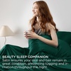 Bedsure Grey Satin Sheets Queen Size, Soft Silky Bedsheets for Hair & Skin | Similar to Silk Bed Sheets Set 4 Piece 360°Stronger 15 Inches Deep Pocket Fitted Sheet,1 Flat Sheet, 2 Satin Pillowcases(21 – Dark Green)