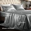 Bedsure Grey Satin Sheets Queen Size, Soft Silky Bedsheets for Hair & Skin | Similar to Silk Bed Sheets Set 4 Piece 360°Stronger 15 Inches Deep Pocket Fitted Sheet,1 Flat Sheet, 2 Satin Pillowcases(12 – Dark Grey)