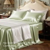 Bedsure Grey Satin Sheets Queen Size, Soft Silky Bedsheets for Hair & Skin | Similar to Silk Bed Sheets Set 4 Piece 360°Stronger 15 Inches Deep Pocket Fitted Sheet,1 Flat Sheet, 2 Satin Pillowcases(06 – Light Green)
