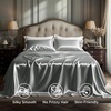 Bedsure Grey Satin Sheets Queen Size, Soft Silky Bedsheets for Hair & Skin | Similar to Silk Bed Sheets Set 4 Piece 360°Stronger 15 Inches Deep Pocket Fitted Sheet,1 Flat Sheet, 2 Satin Pillowcases(12 – Dark Grey)