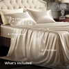 Bedsure Grey Satin Sheets Queen Size, Soft Silky Bedsheets for Hair & Skin | Similar to Silk Bed Sheets Set 4 Piece 360°Stronger 15 Inches Deep Pocket Fitted Sheet,1 Flat Sheet, 2 Satin Pillowcases(05 – Champagne)