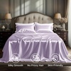 Bedsure Grey Satin Sheets Queen Size, Soft Silky Bedsheets for Hair & Skin | Similar to Silk Bed Sheets Set 4 Piece 360°Stronger 15 Inches Deep Pocket Fitted Sheet,1 Flat Sheet, 2 Satin Pillowcases(08 – Lavender)