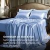 Bedsure Grey Satin Sheets Queen Size, Soft Silky Bedsheets for Hair & Skin | Similar to Silk Bed Sheets Set 4 Piece 360°Stronger 15 Inches Deep Pocket Fitted Sheet,1 Flat Sheet, 2 Satin Pillowcases(07 – Sky Blue)