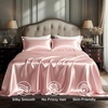 Bedsure Grey Satin Sheets Queen Size, Soft Silky Bedsheets for Hair & Skin | Similar to Silk Bed Sheets Set 4 Piece 360°Stronger 15 Inches Deep Pocket Fitted Sheet,1 Flat Sheet, 2 Satin Pillowcases(04 – Peach Pink)
