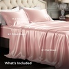 Bedsure Grey Satin Sheets Queen Size, Soft Silky Bedsheets for Hair & Skin | Similar to Silk Bed Sheets Set 4 Piece 360°Stronger 15 Inches Deep Pocket Fitted Sheet,1 Flat Sheet, 2 Satin Pillowcases(04 – Peach Pink)
