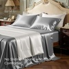 Bedsure Grey Satin Sheets Queen Size, Soft Silky Bedsheets for Hair & Skin | Similar to Silk Bed Sheets Set 4 Piece 360°Stronger 15 Inches Deep Pocket Fitted Sheet,1 Flat Sheet, 2 Satin Pillowcases(12 – Dark Grey)
