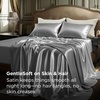 Bedsure Grey Satin Sheets Queen Size, Soft Silky Bedsheets for Hair & Skin | Similar to Silk Bed Sheets Set 4 Piece 360°Stronger 15 Inches Deep Pocket Fitted Sheet,1 Flat Sheet, 2 Satin Pillowcases(12 – Dark Grey)