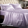 Bedsure Grey Satin Sheets Queen Size, Soft Silky Bedsheets for Hair & Skin | Similar to Silk Bed Sheets Set 4 Piece 360°Stronger 15 Inches Deep Pocket Fitted Sheet,1 Flat Sheet, 2 Satin Pillowcases(08 – Lavender)