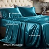 Bedsure Grey Satin Sheets Queen Size, Soft Silky Bedsheets for Hair & Skin | Similar to Silk Bed Sheets Set 4 Piece 360°Stronger 15 Inches Deep Pocket Fitted Sheet,1 Flat Sheet, 2 Satin Pillowcases(09 – Teal)