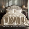 Bedsure Grey Satin Sheets Queen Size, Soft Silky Bedsheets for Hair & Skin | Similar to Silk Bed Sheets Set 4 Piece 360°Stronger 15 Inches Deep Pocket Fitted Sheet,1 Flat Sheet, 2 Satin Pillowcases(11 – Khaki)