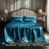 Bedsure Grey Satin Sheets Queen Size, Soft Silky Bedsheets for Hair & Skin | Similar to Silk Bed Sheets Set 4 Piece 360°Stronger 15 Inches Deep Pocket Fitted Sheet,1 Flat Sheet, 2 Satin Pillowcases(09 – Teal)
