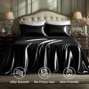 Bedsure Grey Satin Sheets Queen Size, Soft Silky Bedsheets for Hair & Skin | Similar to Silk Bed Sheets Set 4 Piece 360°Stronger 15 Inches Deep Pocket Fitted Sheet,1 Flat Sheet, 2 Satin Pillowcases(02 – Black)